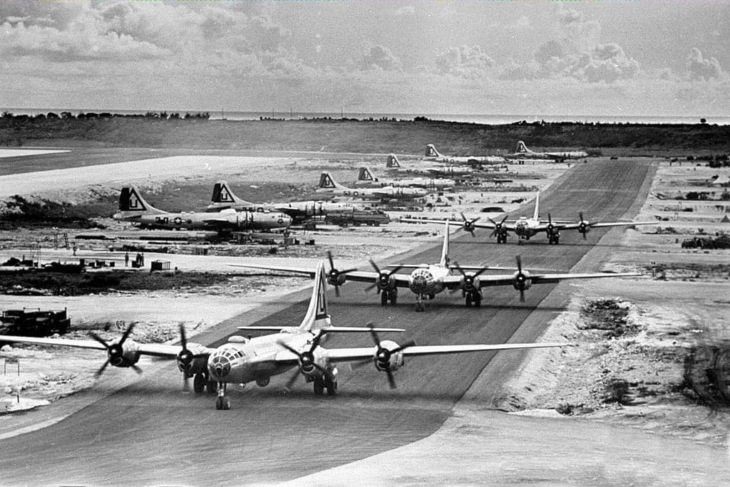 B29 Superfortresses on Tinian Island - These would be the aircraft that would deliver the atomic bombs to Hiroshima and Nagasaki