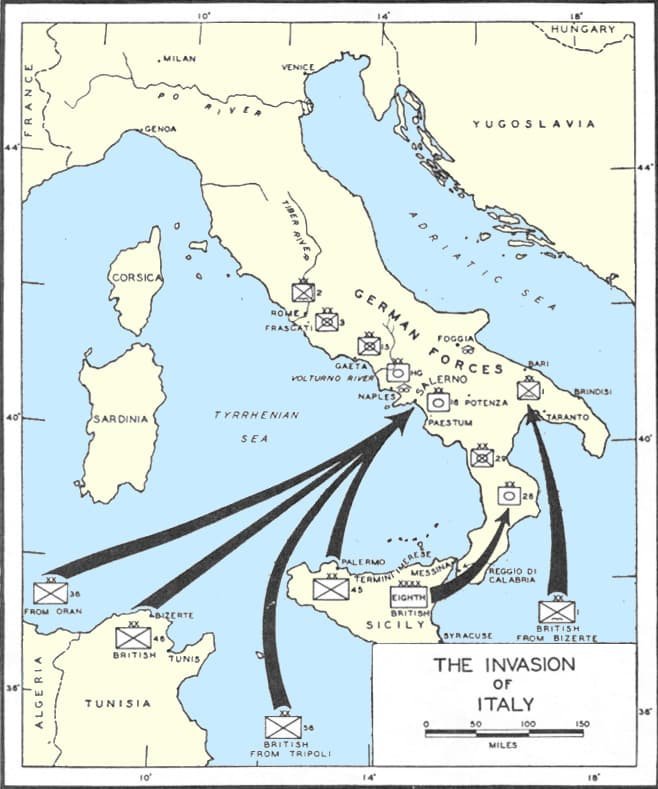 The Allied invasion plan for Italy in 1943