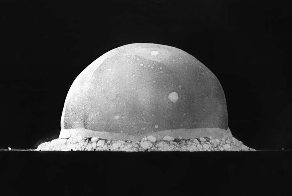 Trinity - the first detonation of a nuclear device - photographed 0.016 seconds after detonation on July 16th 1945 in the Jornada del Muerto desert, New Mexico
