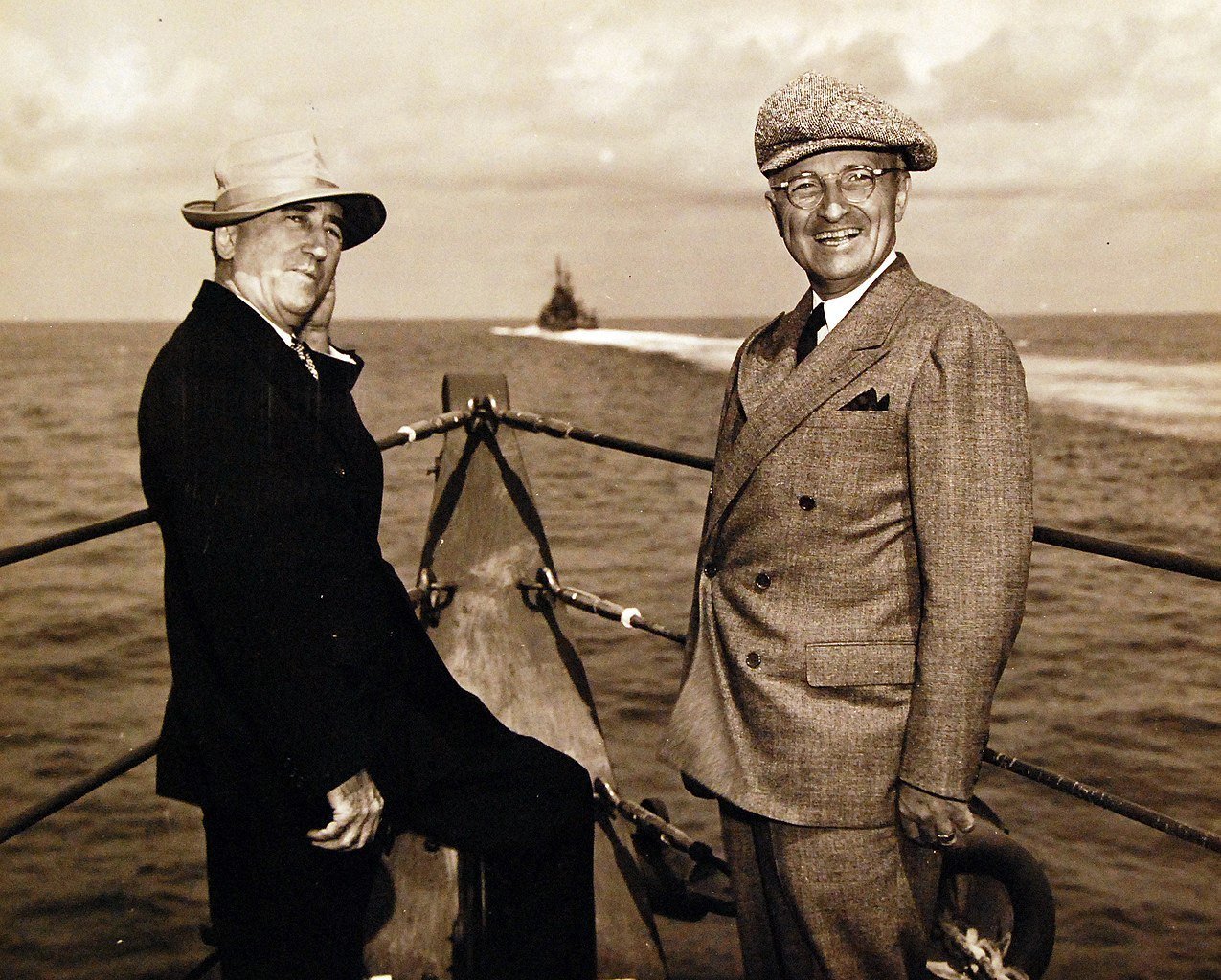 US President Harry Truman aboard the USS Augusta (CA 31) en-route to Antwerp for the “Big Three” Conference
