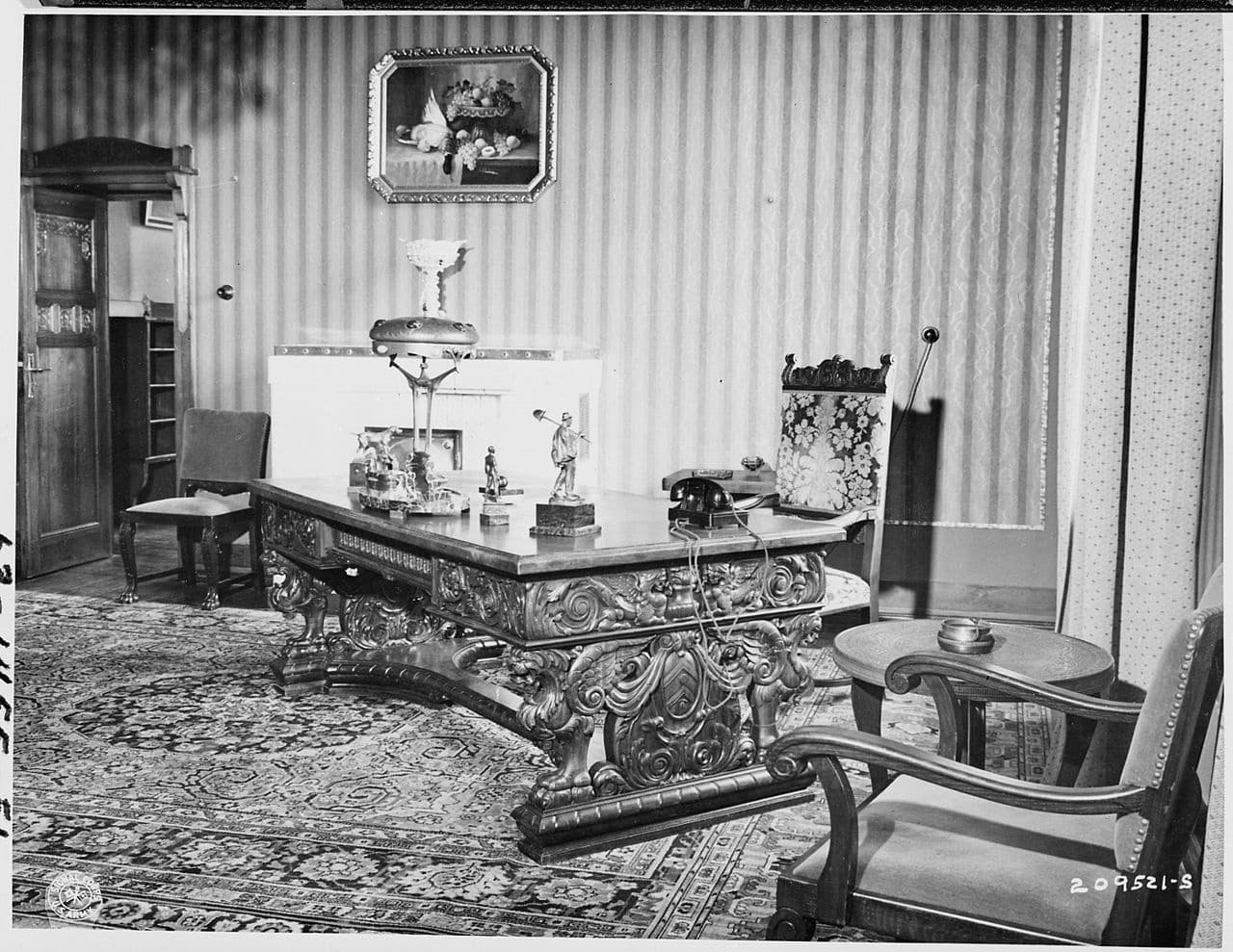A hand carved desk sat in Harry Truman's office in the 'Little White House' during the Potsdam Conference
