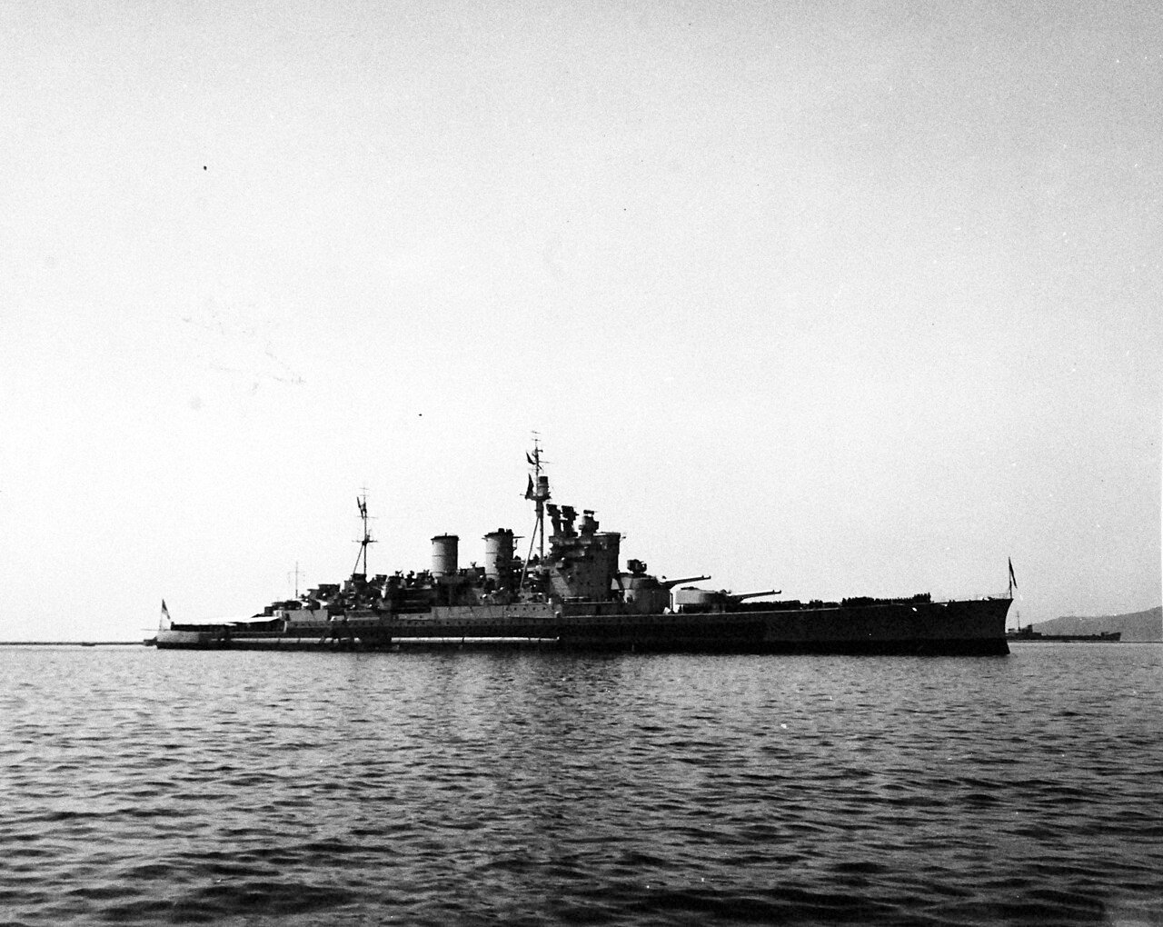 80-G-700284: Potsdam Conference, 17 July – 2 August 1945. HMS Renown (battleship) at Plymouth, England. Photographed released August 2nd, 1945. U.S. Navy Photograph, now in the collections of the National Archives. (2016/02/23).