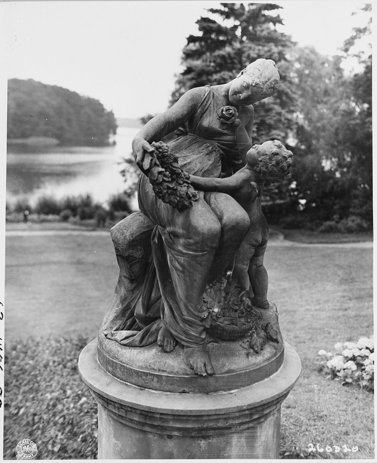 A statue stands in front of the "Little White House," residence of President Harry S. Truman during the Potsdam…
