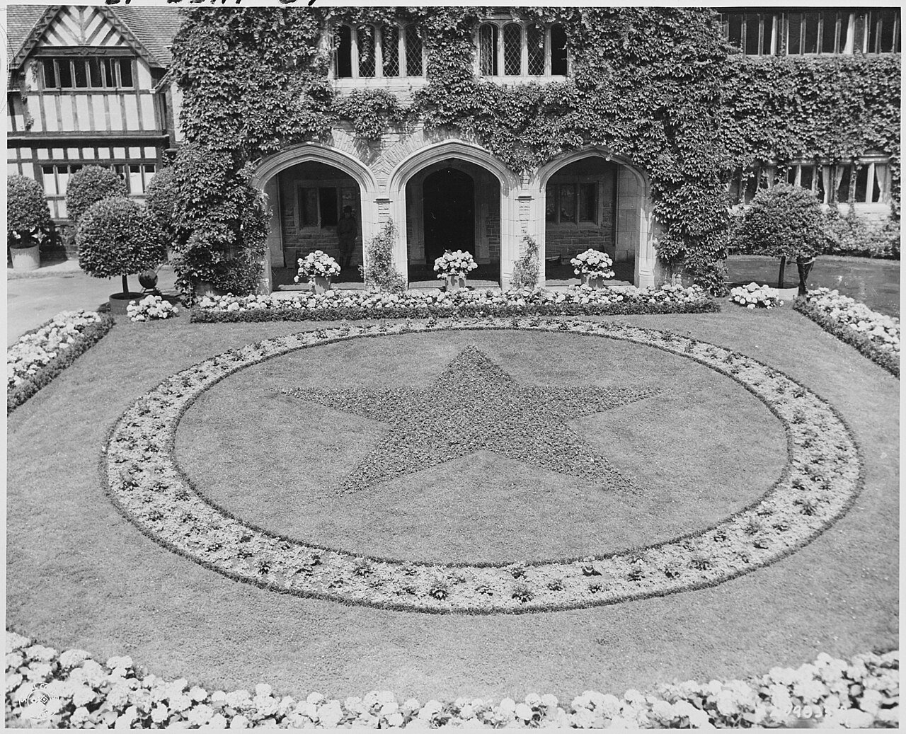 Elaborate preparations were made for the Potsdam Conference in this display in the courtyard between the main gate…