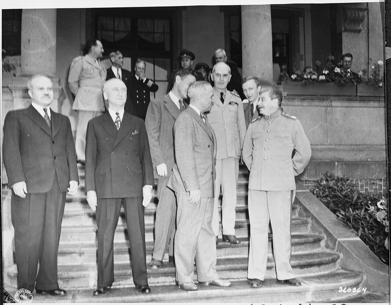 First visit of Soviet leader Josef Stalin with President Harry S. Truman during the Potsdam Conference in Potsdam…