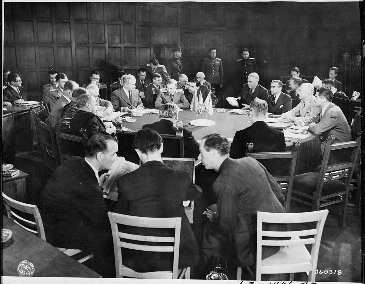 Foreign secretaries attend a meeting at the Cecilienhof Palace during the Potsdam Conference. British foreign…
