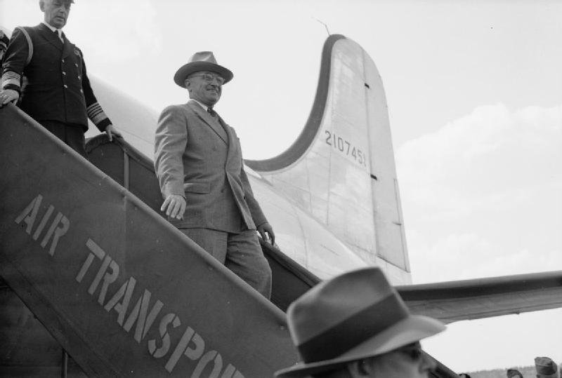 Germany Under Allied Occupation President Truman arrives at Gatow airfield, Berlin, for the 'Big Three' conference at Potsdam.