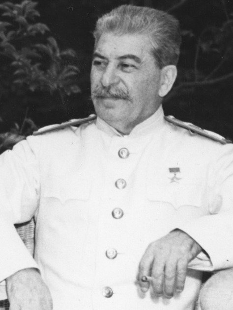 Soviet Prime Minister Josef Stalin seated in the garden of Cecilienhof Palace in Potsdam, Germany, where he was attending the Potsdam Conference.