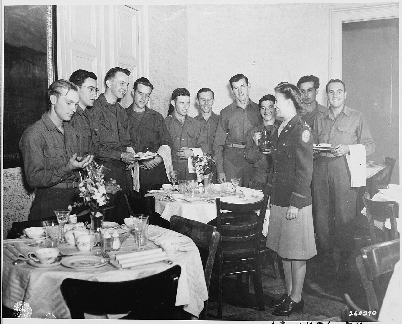 Lt. May Felts of Paducah, Kentucky, dietician to the U. S. forces during the Potsdam Conference at Potsdam, Germany…