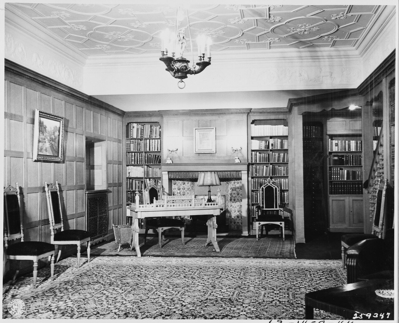 Office and library of President Harry S. Truman in the American quarters of Cecilienhof Palace in Potsdam, Germany…