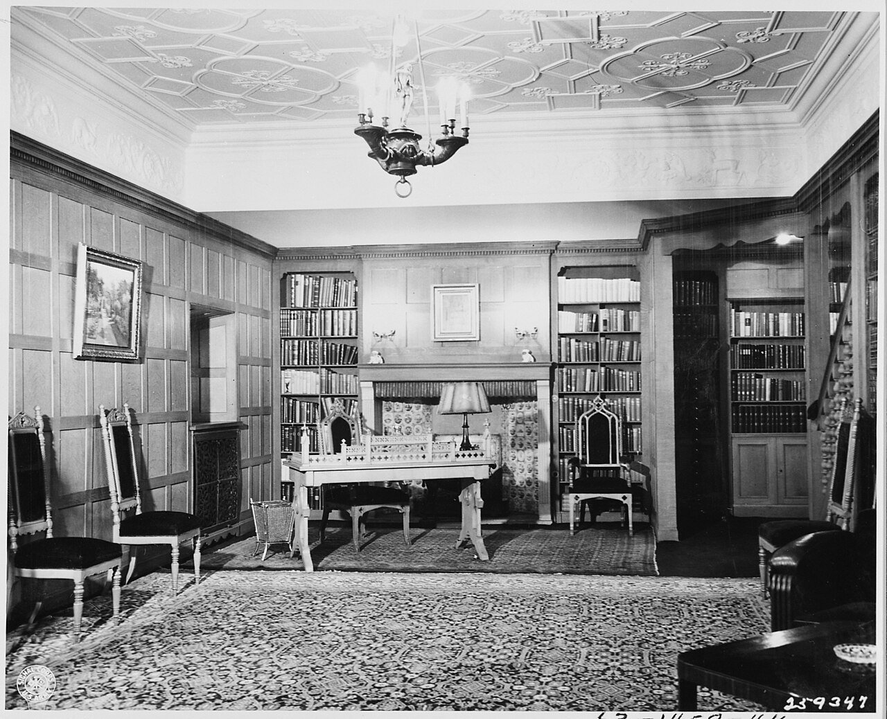 Office and library of President Harry S. Truman in the American quarters of Cecilienhof Palace in Potsdam, Germany…