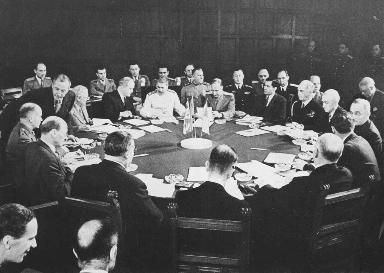 Stalin during the round table talks at the Potsdam conference in 1945.