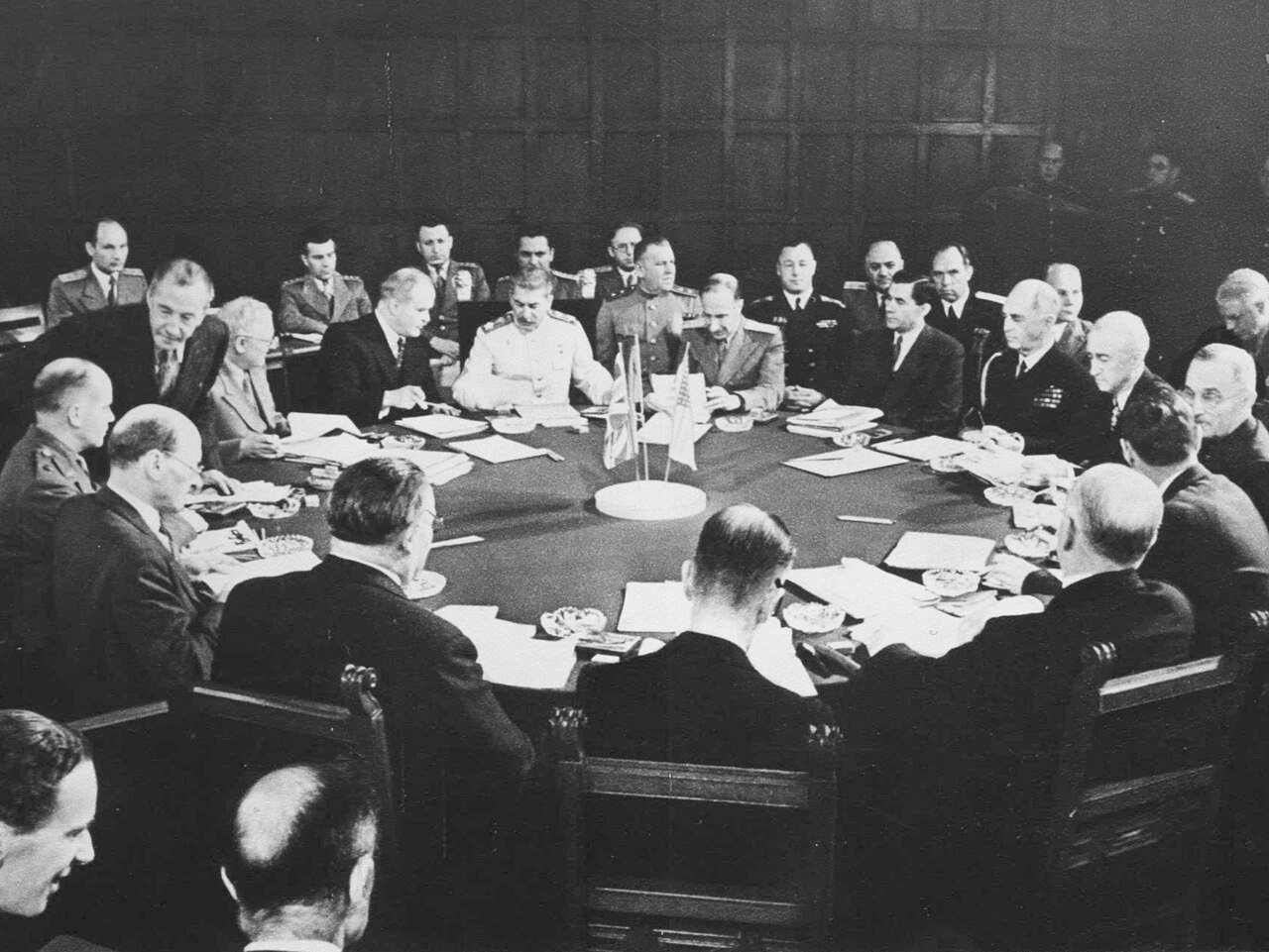Stalin during the round table talks at the Potsdam conference in 1945.