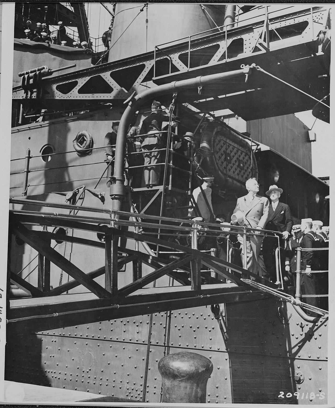 President Harry S. Truman arrives in Antwerp, Belgium aboard the U. S. S. Augusta, en route to the Potsdam Conference…