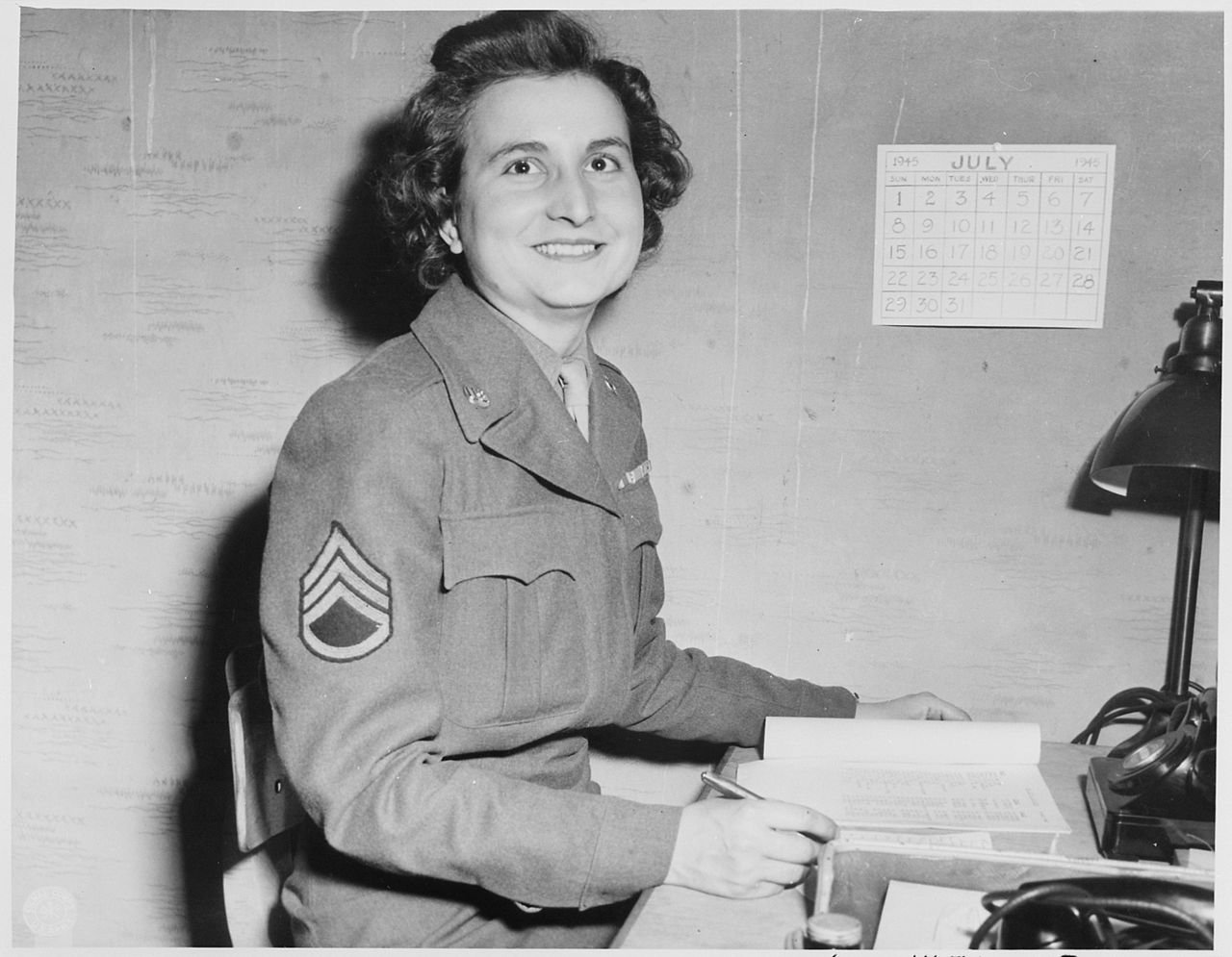 S. Sgt. Edith Royer, chief operator of the Victory switchboard at U. S. headquarters in Babelsburg, Germany during…