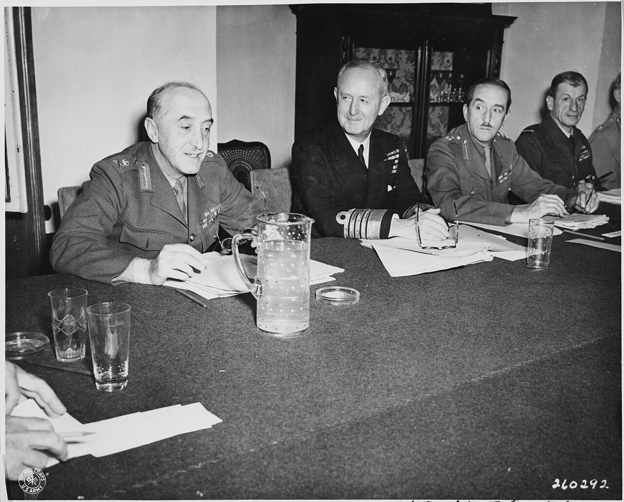 Taking a part in the Combined Chiefs of Staff discussions at the Potsdam Conference in Germany, L to R, Lt. Gen. Sir…