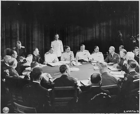 American and Russian Chiefs of Staff meet in the Cecilienhof Palace in Potsdam, Germany, Site of the Potsdam…