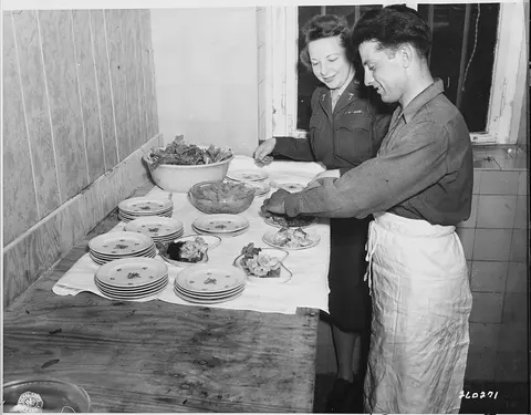 Lt. May Felts of Paducah, Kentucky, chief dietician to the American section of Potsdam Conference in Potsdam…