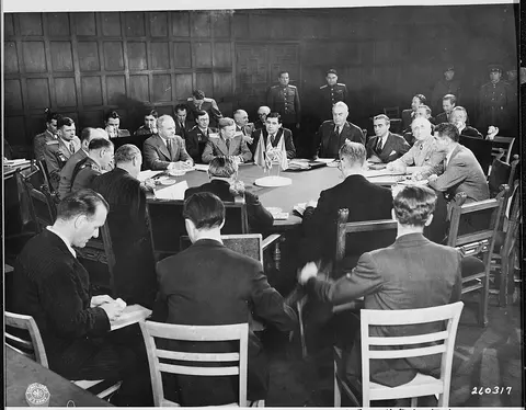 Meeting of the foreign secretaries at Cecilienhof Palace during the Potsdam Conference in Germany. Ernest Bevin…