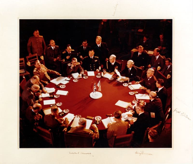 The ninth plenary session of the Potsdam Conference on July 25th would be Winston Churchill's last (although he did not yet know it)/Image: US National Archives and Records