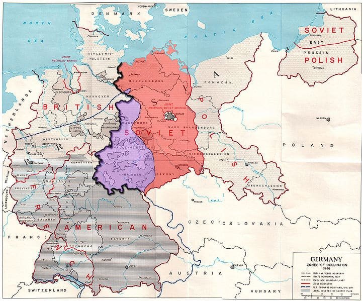 Germany divided following the Potsdam Conference with the territory acquired by Poland/Image: Public Domain